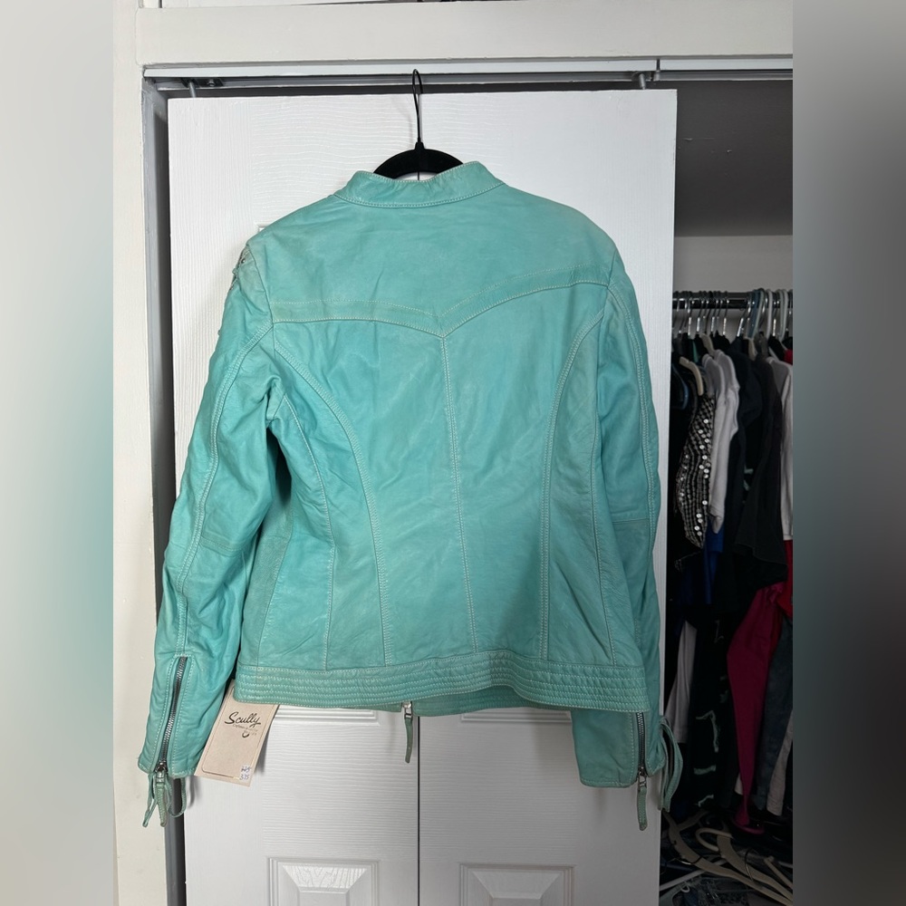Vintage Scully Women's Teal Leather Jacket - Picture 8 of 12